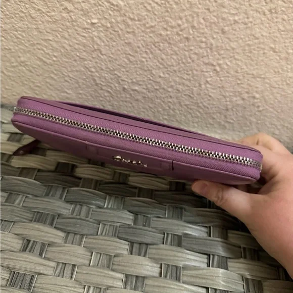 Coach Purple Leather Zip Around Wallet Wristlet - Picture 4 of 15